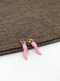 Pink Italian horns with silver and gold loops