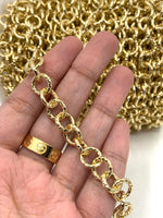 Unfinished Diamond Cut Rolo Chain in gold