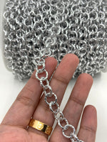 Unfinished Diamond Cut Rolo Chain in silver