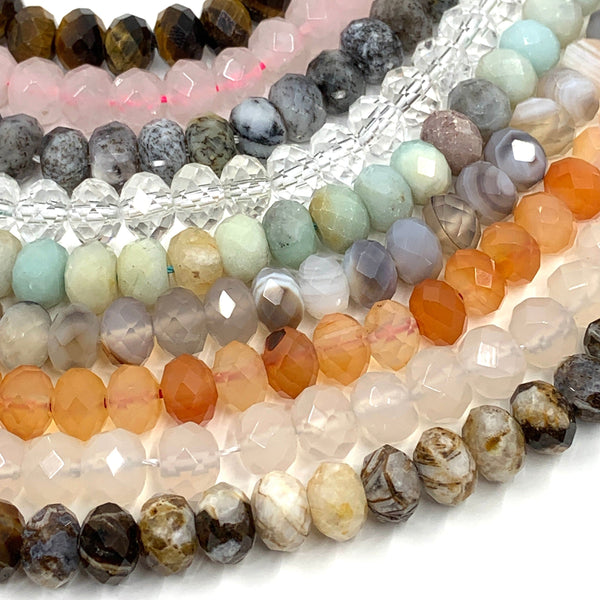 Faceted Rondelle Natural Gemstone Beads