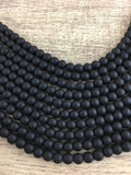 12mm Frosted Black Agate Bead | Fashion Jewellery Outlet | Fashion Jewellery Outlet