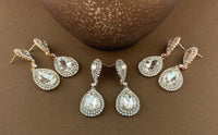 Crystal Double Teardrop Earrings, Gold | Fashion Jewellery Outlet | Fashion Jewellery Outlet