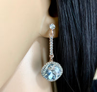 Crystal Diamond shape Earrings, Rose Gold | Fashion Jewellery Outlet | Fashion Jewellery Outlet