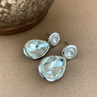 Crystal Plain Teardrop Earrings, Silver | Fashion Jewellery Outlet | Fashion Jewellery Outlet