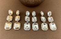 Crystal Princess Cut Earrings, Champagne | Fashion Jewellery Outlet | Fashion Jewellery Outlet