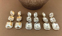 Crystal Princess Cut Earrings, Silver | Fashion Jewellery Outlet | Fashion Jewellery Outlet