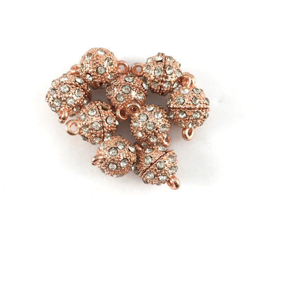 16mm CZ Magnetic Jewelry Locks, Rose Gold | Fashion Jewellery Outlet | Fashion Jewellery Outlet