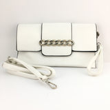 White Chain Detail Faux Leather Clutch | Fashion Jewellery Outlet | Fashion Jewellery Outlet