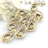 Gold Peacock Brooch Pin Gold Rhinestones | Fashion Jewellery Outlet | Fashion Jewellery Outlet