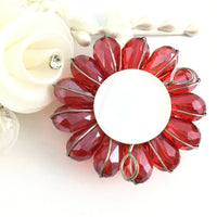 Flower Shape Burgundy Glass Bead Brooch Pin | Fashion Jewellery Outlet | Fashion Jewellery Outlet