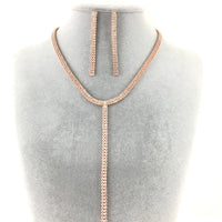 2 Row Rose Gold Rhinestone Necklace | Fashion Jewellery Outlet | Fashion Jewellery Outlet
