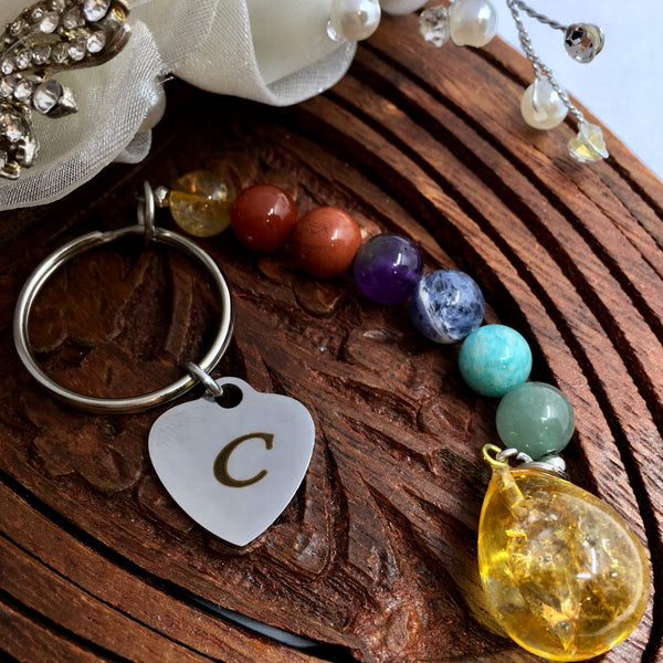 Chakra Custom Key Chain with Initials | Fashion Jewellery Outlet | Fashion Jewellery Outlet