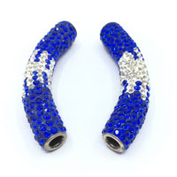 White & Royal Blue Shamballa Tube Beads | Fashion Jewellery Outlet | Fashion Jewellery Outlet