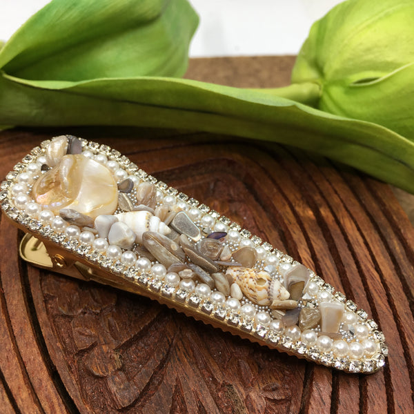 Shell Pearl Hair Clip Gold Pins | Fashion Jewellery Outlet | Fashion Jewellery Outlet