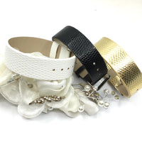 Gold Wide Faux Leather Strap Band | Fashion Jewellery Outlet | Fashion Jewellery Outlet