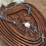Aquamarine Swarovski Bead Rosary | Fashion Jewellery Outlet | Fashion Jewellery Outlet