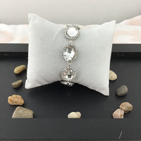 Crystal Almond Shape Silver Bridal Bracelet | Fashion Jewellery Outlet | Fashion Jewellery Outlet