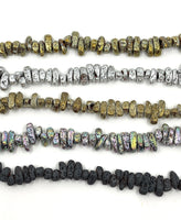 Gold, Gold AB, Silver, Silver AB and Black lava chips beads