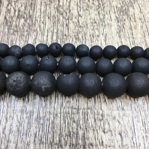 10mm Black Druzy Beads | Fashion Jewellery Outlet | Fashion Jewellery Outlet