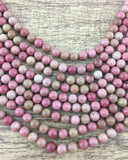 4mm Pink Petrified Wood Bead | Fashion Jewellery Outlet | Fashion Jewellery Outlet