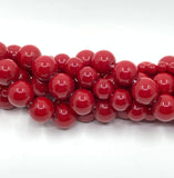 Red Czech Opaque Glass Pearl Beads