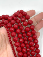 Red Faux Glass Pearls for Jewelry Making