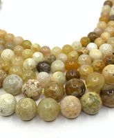 Natural genuine yellow opal round beads
