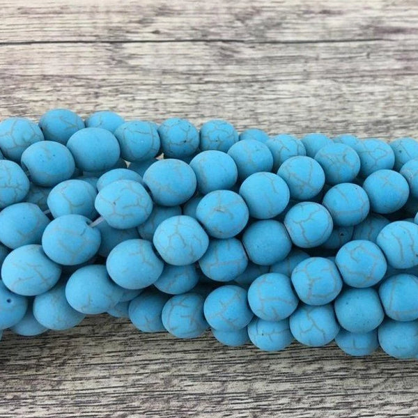12mm Frosted Blue Howlite Bead | Fashion Jewellery Outlet | Fashion Jewellery Outlet
