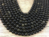 6mm Gold Black Obsidian Bead | Fashion Jewellery Outlet | Fashion Jewellery Outlet