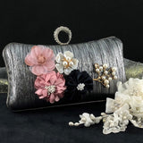 Black Wedding Flower Clutch | Fashion Jewellery Outlet | Fashion Jewellery Outlet