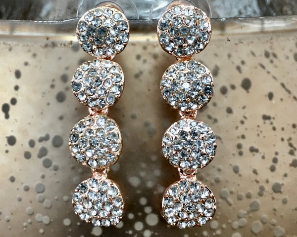 CZ 4 Round Tier CZ Stone Earrings Rose Gold | Fashion Jewellery Outlet | Fashion Jewellery Outlet