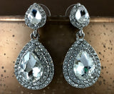 Crystal Big Teardrop Earrings, Silver | Fashion Jewellery Outlet | Fashion Jewellery Outlet