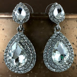 Crystal Big Teardrop Earrings, Silver | Fashion Jewellery Outlet | Fashion Jewellery Outlet