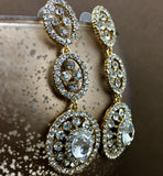 Crystal 3 Tier Circle Long Earrings, Gold | Fashion Jewellery Outlet | Fashion Jewellery Outlet