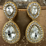 Crystal Wide 2 Teardrop Earrings, Gold | Fashion Jewellery Outlet | Fashion Jewellery Outlet