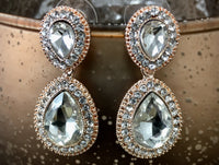 Crystal Wide 2 Teardrop Earrings, Rose Gold | Fashion Jewellery Outlet | Fashion Jewellery Outlet