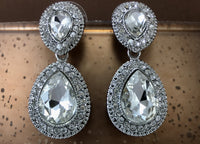 Crystal Wide 2 Teardrop Earrings, Silver | Fashion Jewellery Outlet | Fashion Jewellery Outlet