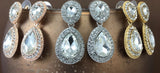Crystal Wide 2 Teardrop Earrings, Rose Gold | Fashion Jewellery Outlet | Fashion Jewellery Outlet