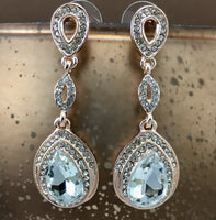 Crystal Top Teardrop Earrings, Rose Gold | Fashion Jewellery Outlet | Fashion Jewellery Outlet