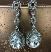 Crystal Earrings, Top Teardrop, Silver | Fashion Jewellery Outlet | Fashion Jewellery Outlet