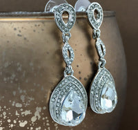 Crystal Earrings, Top Teardrop, Silver | Fashion Jewellery Outlet | Fashion Jewellery Outlet