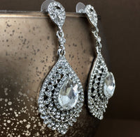 Crystal Victorian Teardrop Earrings, Silver | Fashion Jewellery Outlet | Fashion Jewellery Outlet