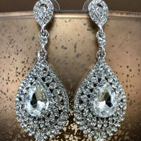 Crystal Victorian Teardrop Earrings, Silver | Fashion Jewellery Outlet | Fashion Jewellery Outlet