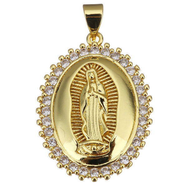 Guadalupe Mother Mary 18K gold plated Oval Brass Charm | Fashion Jewellery Outlet | Fashion Jewellery Outlet
