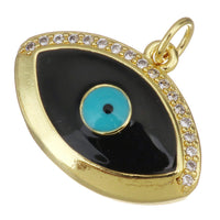 Brass 18k Gold Plated CZ Pave Evil Eye charm | Fashion Jewellery Outlet | Fashion Jewellery Outlet