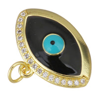 Brass 18k Gold Plated CZ Pave Evil Eye charm | Fashion Jewellery Outlet | Fashion Jewellery Outlet