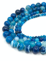 Blue Striped Agate gemstone beads