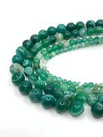 Green striped agate beads