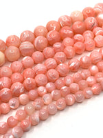 Peach pink mother of pearl beads in 6mm, 8mm and 10mm