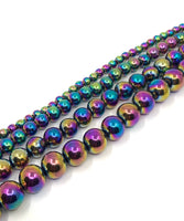 4mm, 6mm, 8mm, 10mm and 12mm Multi colored hematite beads